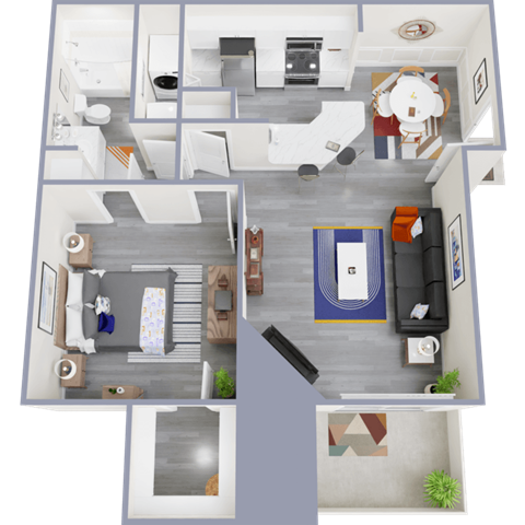 a floor plan of a 1 bedroom apartment